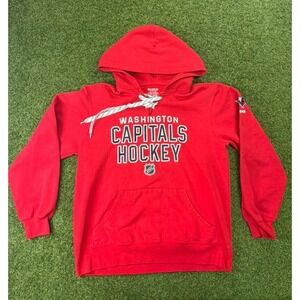 Washington‎ Capitals Hoodie Mens Medium Red Reebok Hockey NHL Graphic Cotton